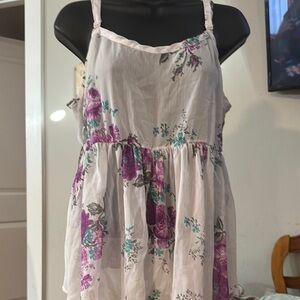 Torrid Floral Print Women's Top - White and Purple